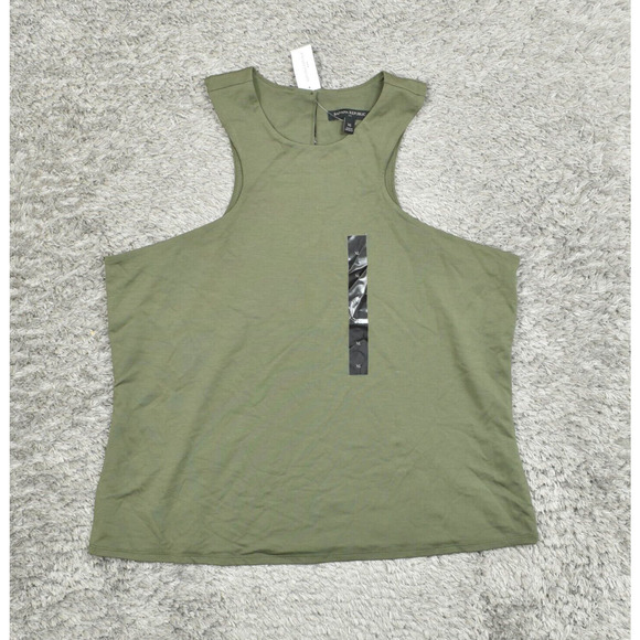 NEW Banana Republic Women's Size XL Blouse Top Sleeveless Green Solid Rayon Rou - Picture 1 of 8